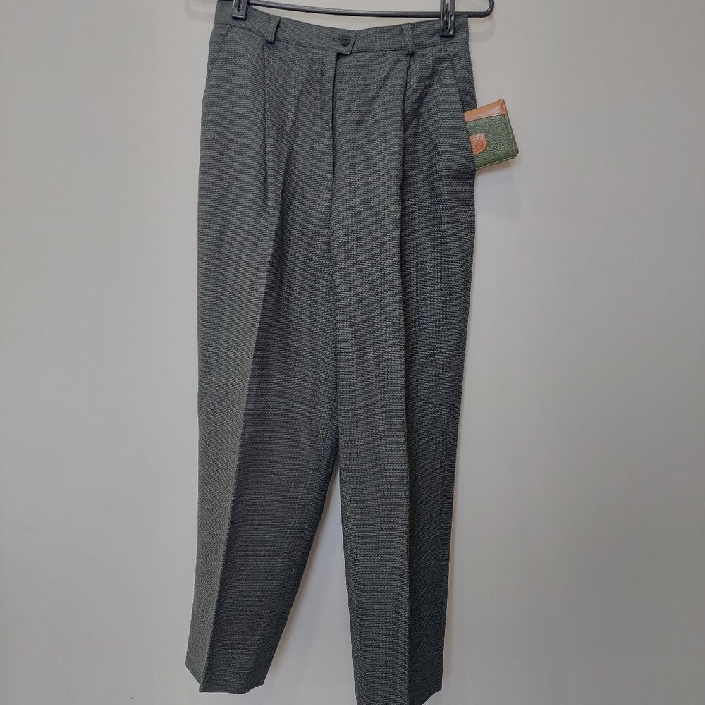 Jones New York Dark Green Straight Leg Tweed Wool Blend Pants , Sz 8
